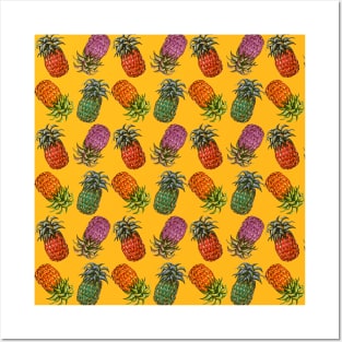 Colorful Cool Hawaiian Pineapple Fruit Pattern Tropical Summer Gift Posters and Art